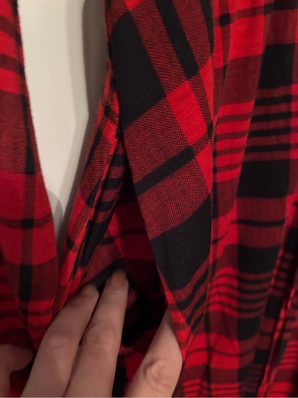 BloomChic Red and Black Plaid Midi Dress with Front Zip - Picture 5 of 6